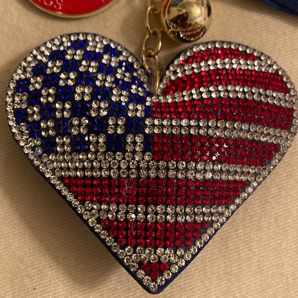 Patriotic Flag Heart Upcycled Louis Vuitton Charm Purse Charm/Keychain NWOT - Picture 5 of 9